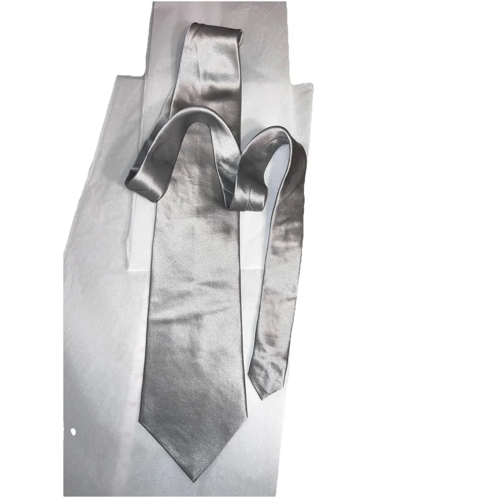 Regis Men's Silk‎ Satin Silver Traditional Wedding Event Formal Tie